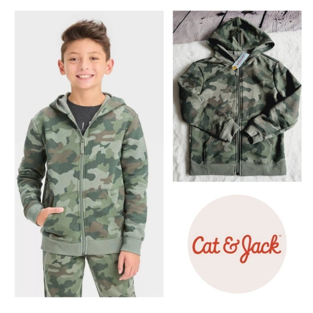 Cat & Jack, Boys' Fleece Hooded Zip-Up Sweatshirt, 3KIDC-BU - Picture 1 of 5